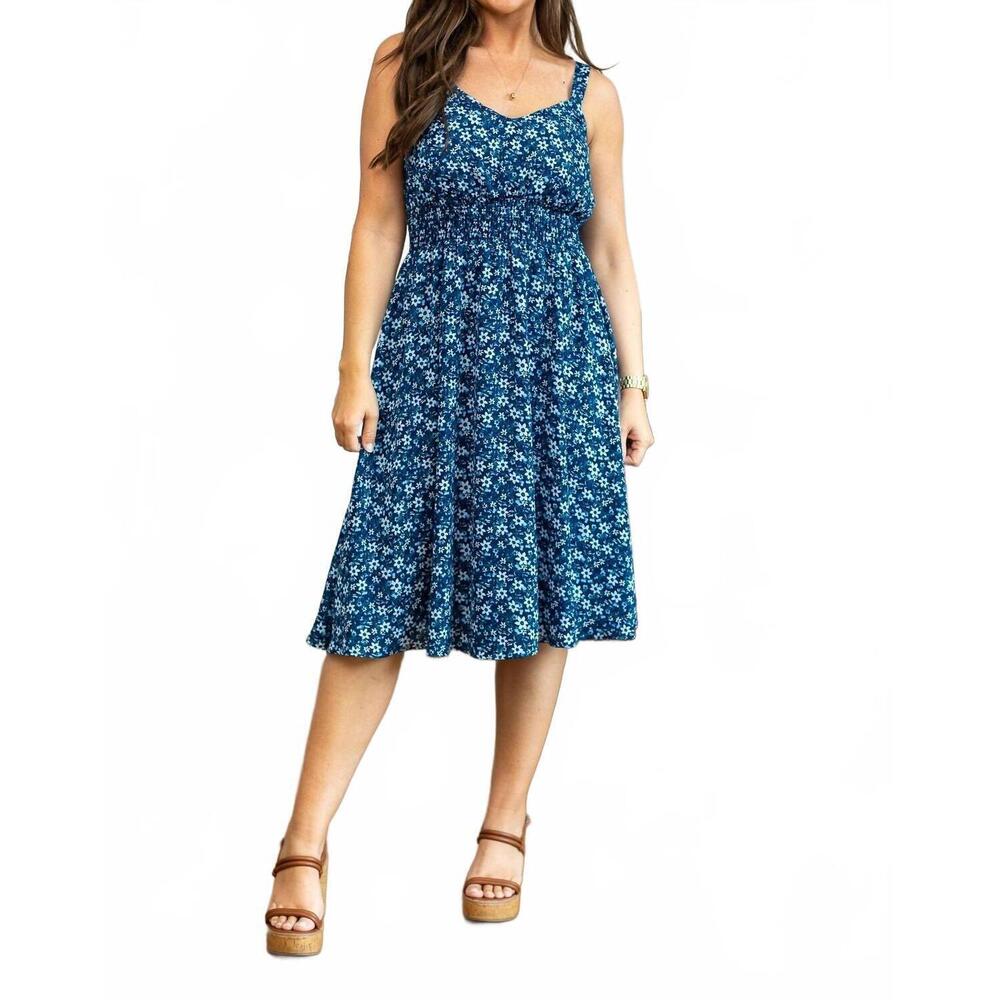 NEW MICHELLE MAE cassidy midi dress in navy floral
